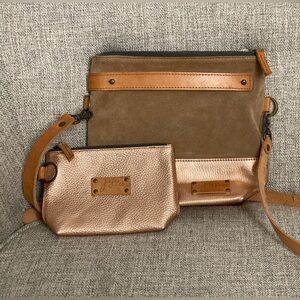 Joji & Co Knitting Leather Suede Rose Gold Project Bag With Matching Pouch Set